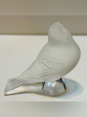 Lalique France Crystal Bird Figurine Frosted Glass Signed